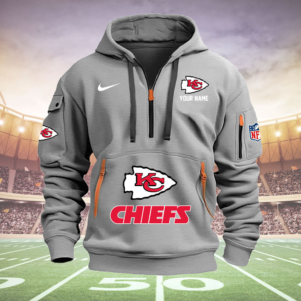Kansas City Chiefs New Personalized Quarter Zip Hoodie Limited Edition  AZBTQZH000003
