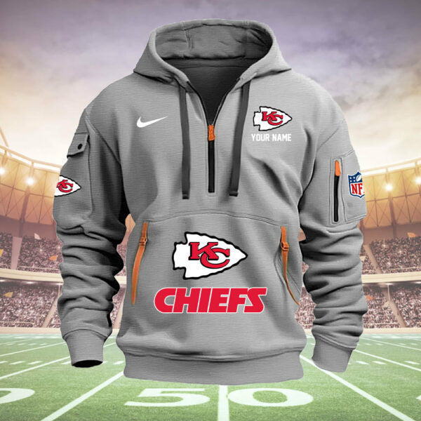 Kansas City Chiefs New Personalized Quarter Zip Hoodie Limited Edition  AZBTQZH000003