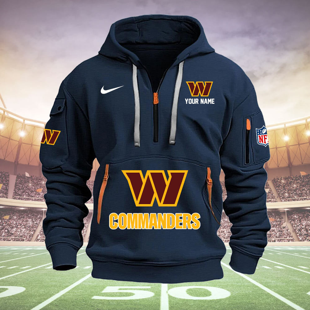 Washington Commanders New Personalized Quarter Zip Hoodie Limited Edition  AZBTQZH000031