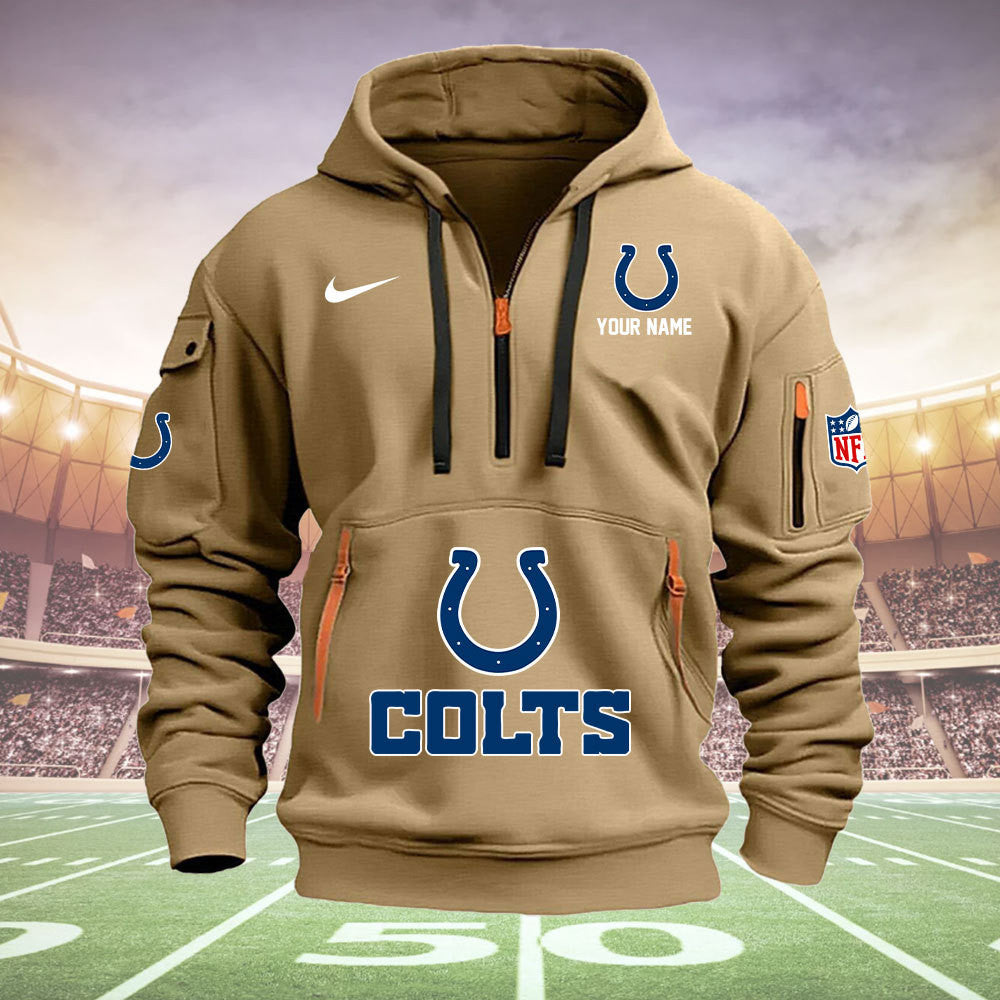 Indianapolis Colts New Personalized Quarter Zip Hoodie Limited Edition  AZBTQZH000026