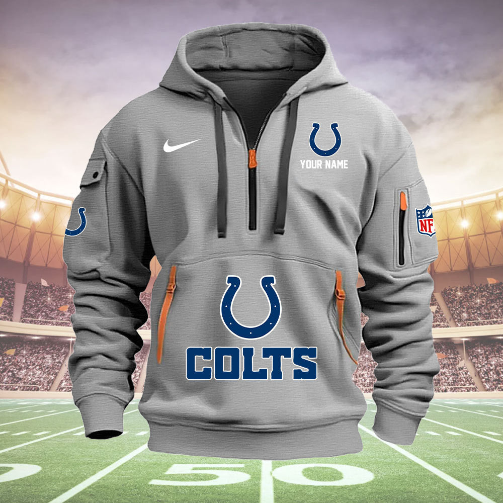 Indianapolis Colts New Personalized Quarter Zip Hoodie Limited Edition  AZBTQZH000026