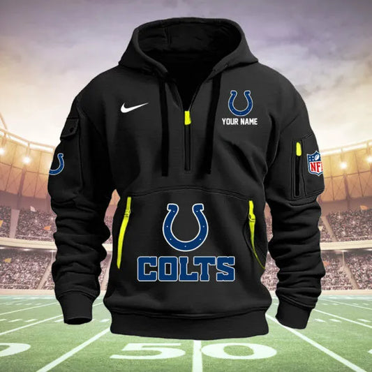 Indianapolis Colts New Personalized Quarter Zip Hoodie Limited Edition  AZBTQZH000026