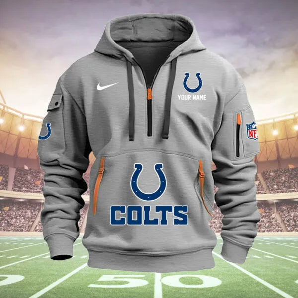 Indianapolis Colts New Personalized Quarter Zip Hoodie Limited Edition  AZBTQZH000026