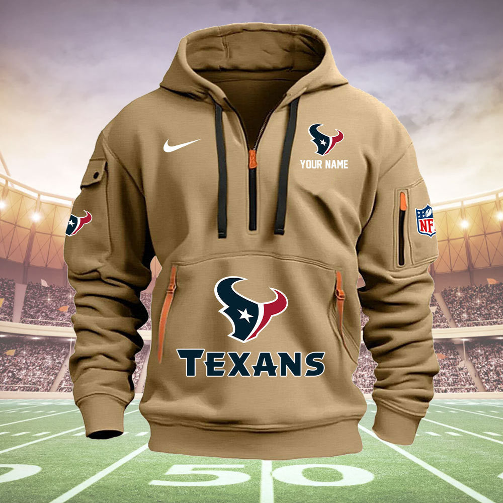 Houston Texans New Personalized Quarter Zip Hoodie Limited Edition  AZBTQZH000028