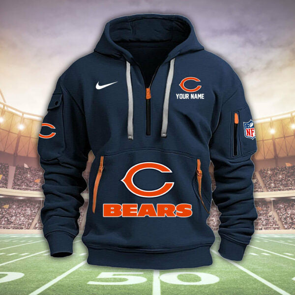 Chicago Bears New Personalized Quarter Zip Hoodie Limited Edition  AZBTQZH000029