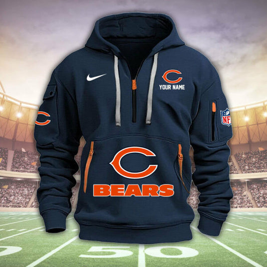 Chicago Bears New Personalized Quarter Zip Hoodie Limited Edition  AZBTQZH000029