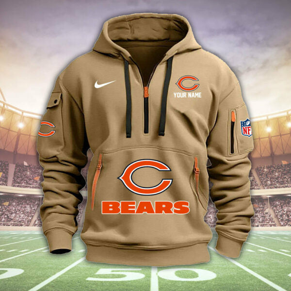 Chicago Bears New Personalized Quarter Zip Hoodie Limited Edition  AZBTQZH000029
