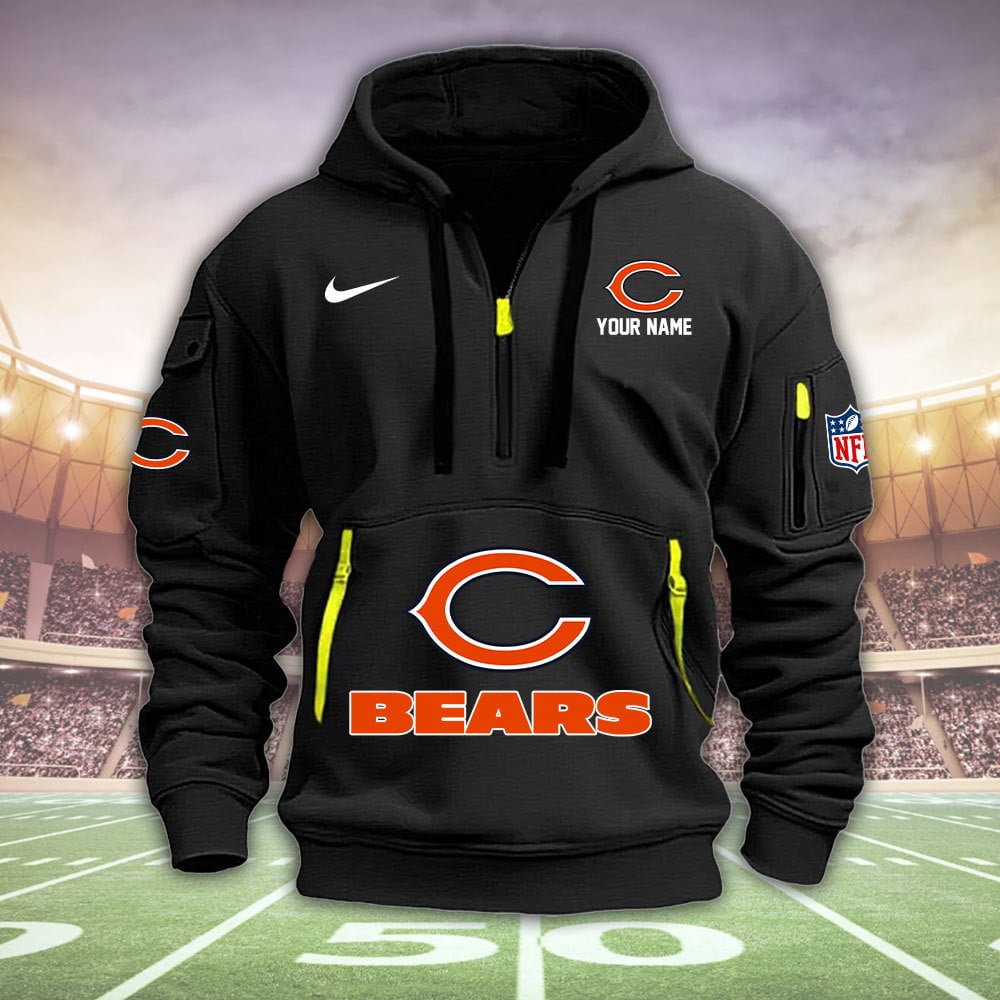 Chicago Bears New Personalized Quarter Zip Hoodie Limited Edition  AZBTQZH000029