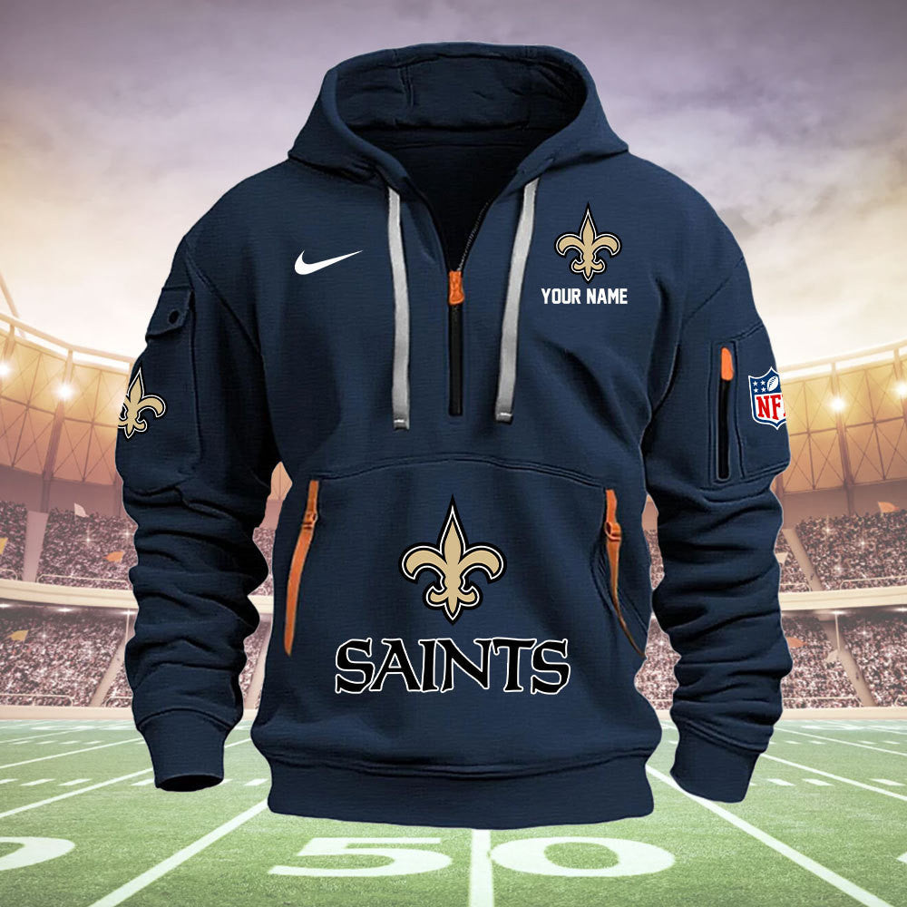 New Orleans Saints New Personalized Quarter Zip Hoodie Limited Edition  AZBTQZH000027