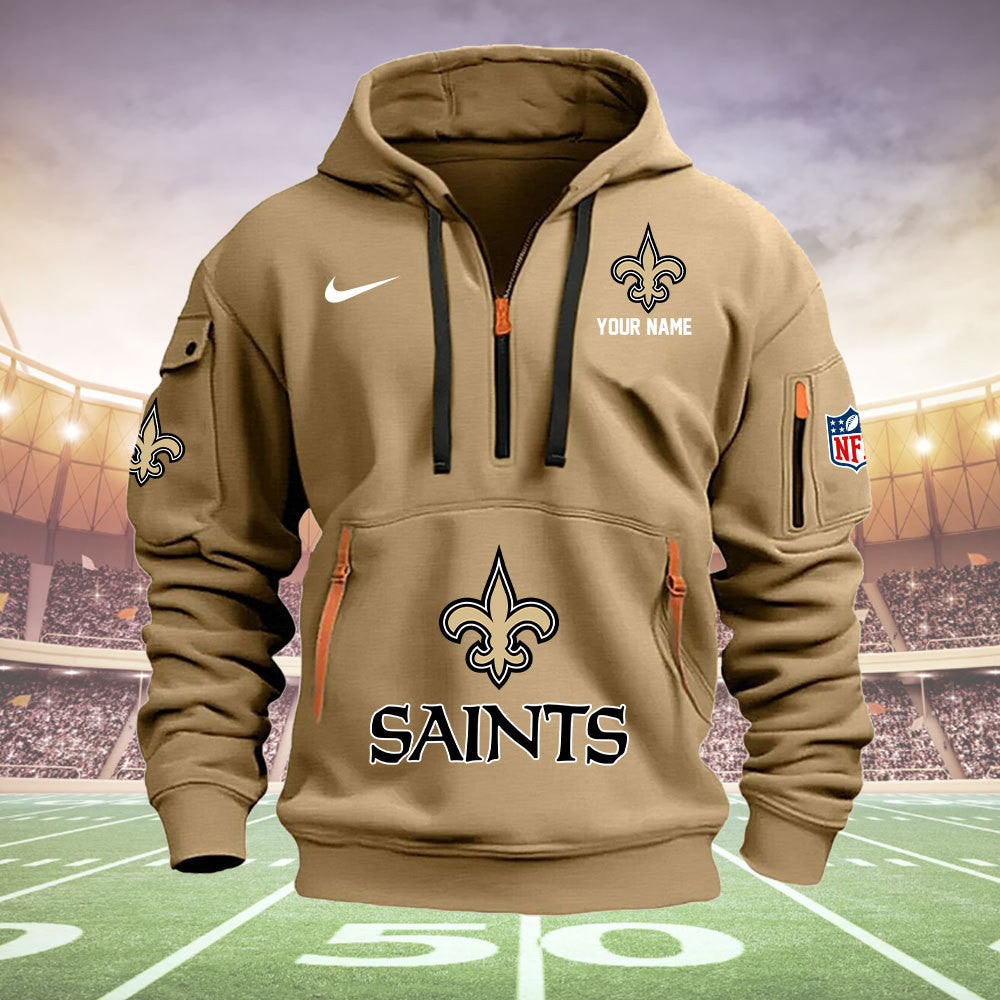New Orleans Saints New Personalized Quarter Zip Hoodie Limited Edition  AZBTQZH000027