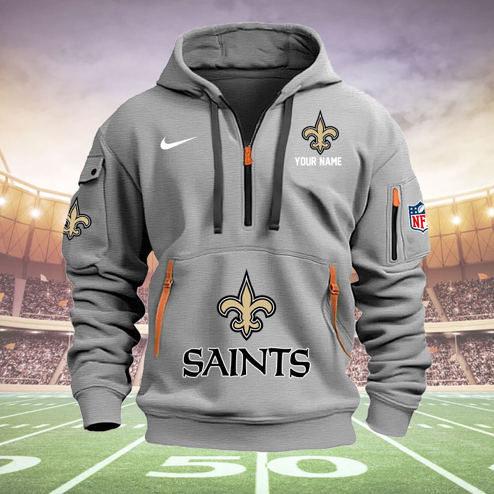 New Orleans Saints New Personalized Quarter Zip Hoodie Limited Edition  AZBTQZH000027