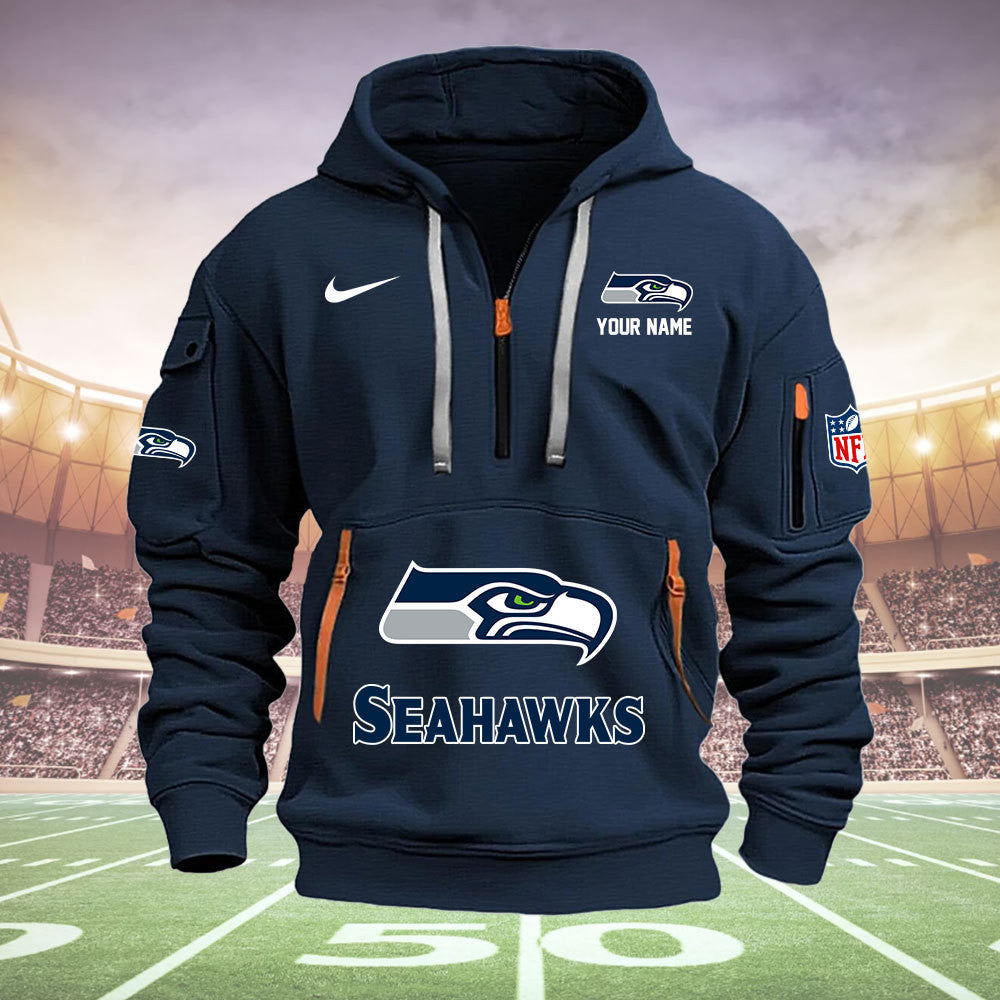 Seattle Seahawks New Personalized Quarter Zip Hoodie Limited Edition  AZBTQZH000032