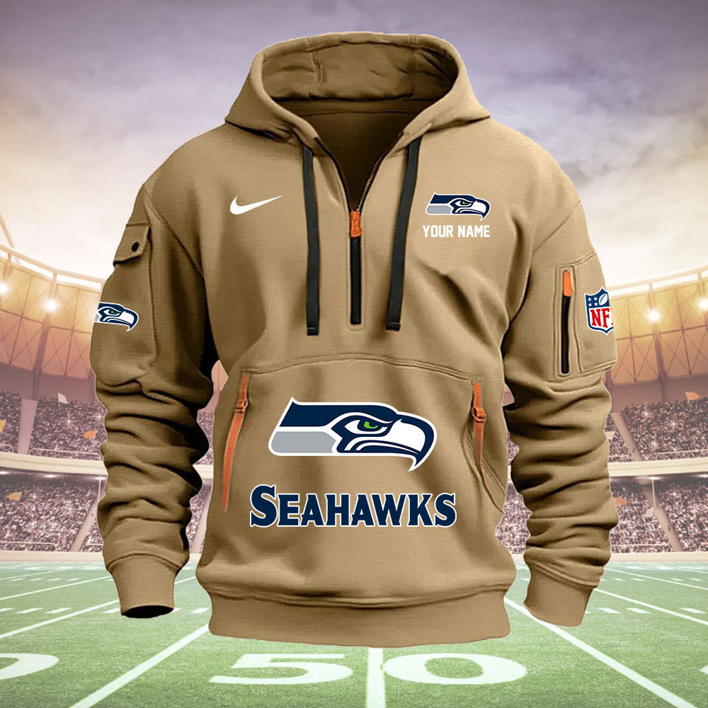 Seattle Seahawks New Personalized Quarter Zip Hoodie Limited Edition  AZBTQZH000032