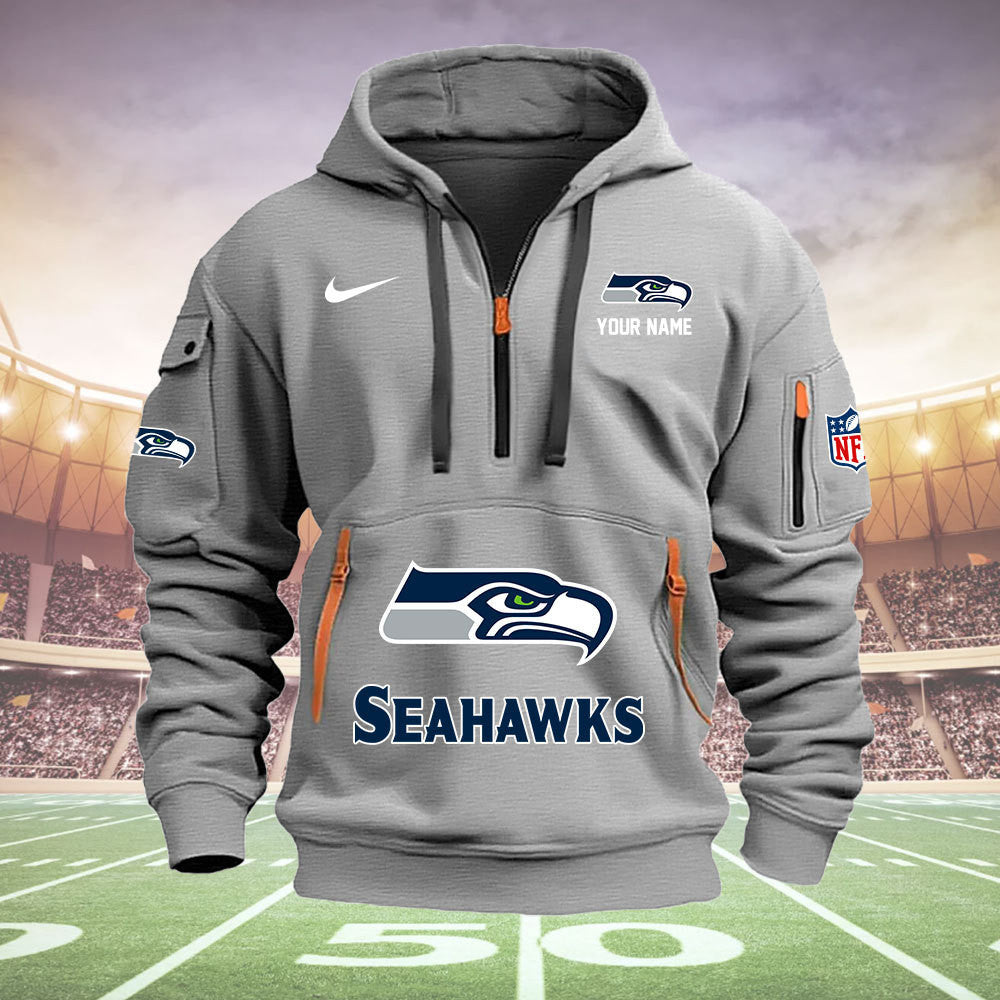 Seattle Seahawks New Personalized Quarter Zip Hoodie Limited Edition  AZBTQZH000032