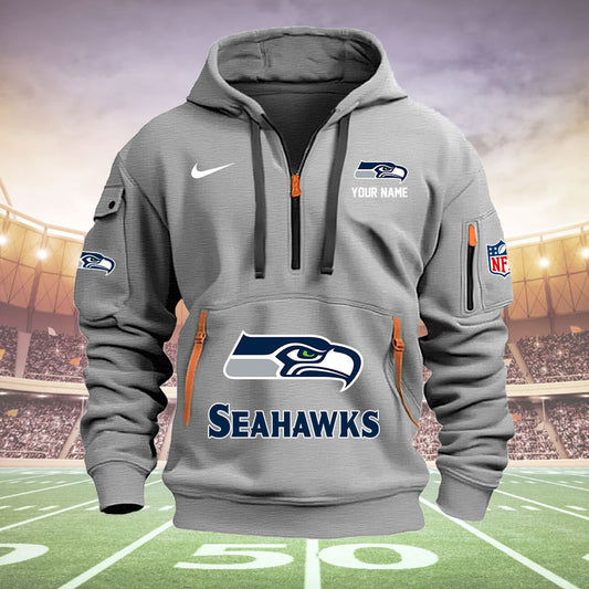 Seattle Seahawks New Personalized Quarter Zip Hoodie Limited Edition  AZBTQZH000032