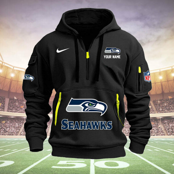 Seattle Seahawks New Personalized Quarter Zip Hoodie Limited Edition  AZBTQZH000032