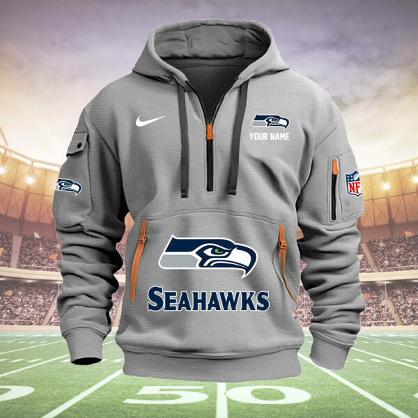 Seattle Seahawks New Personalized Quarter Zip Hoodie Limited Edition  AZBTQZH000032