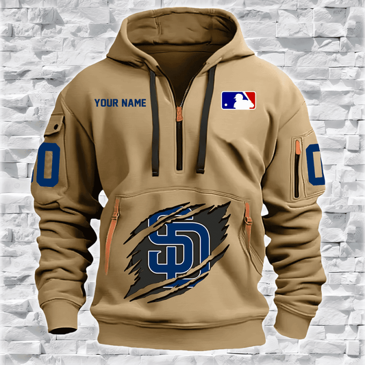 San Diego Padres New Personalized Quarter Zip Hoodie Limited Edition AZBTQZH000037