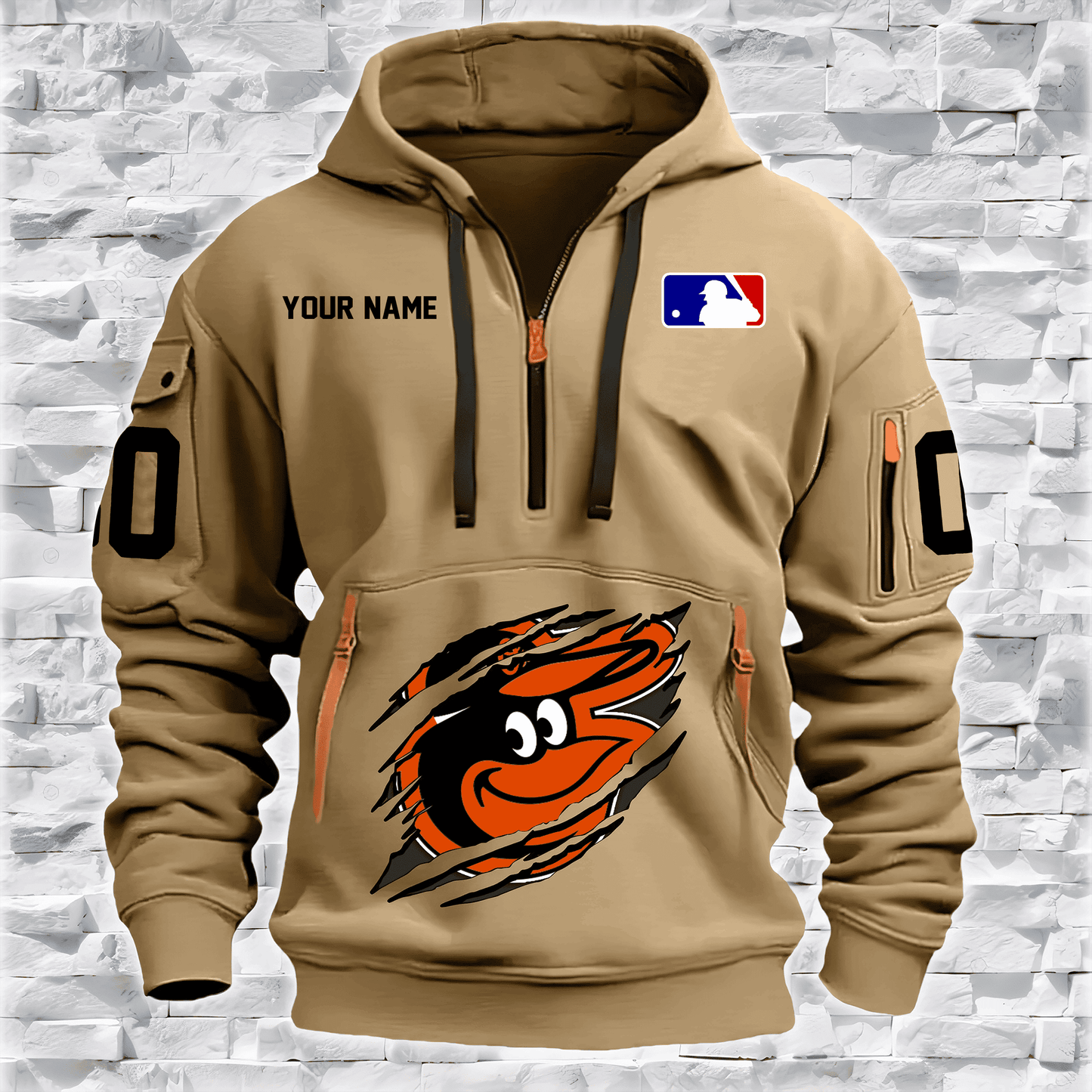 Baltimore Orioles New Personalized Quarter Zip Hoodie Limited Edition AZBTQZH000045