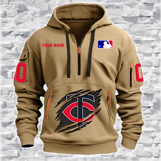 Minnesota Twins New Personalized Quarter Zip Hoodie Limited Edition AZBTQZH000042