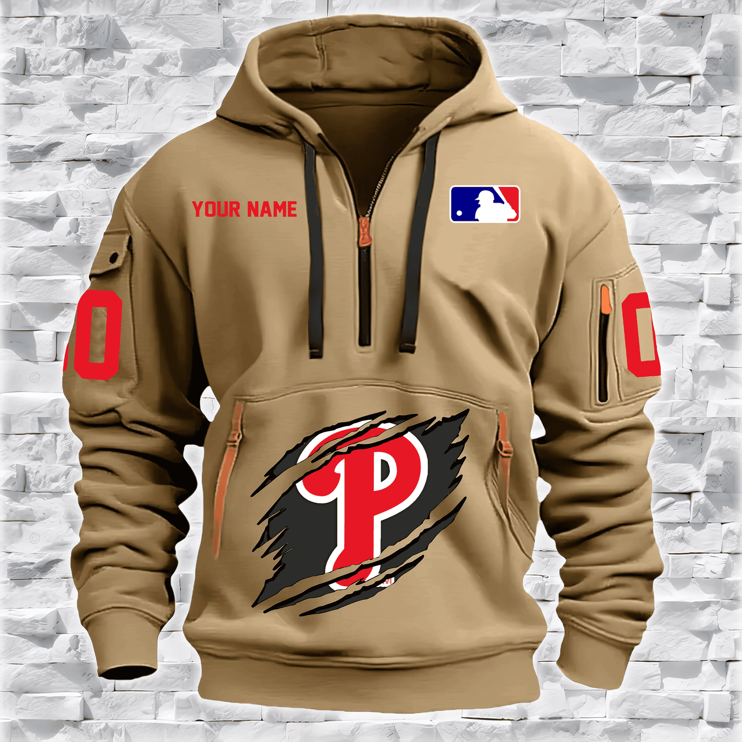 Philadelphia Phillies New Personalized Quarter Zip Hoodie Limited Edition AZBTQZH000047