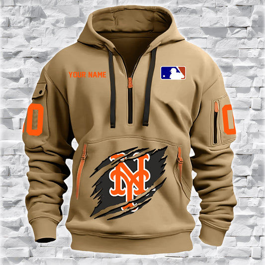 New York Mets New Personalized Quarter Zip Hoodie Limited Edition AZBTQZH000035