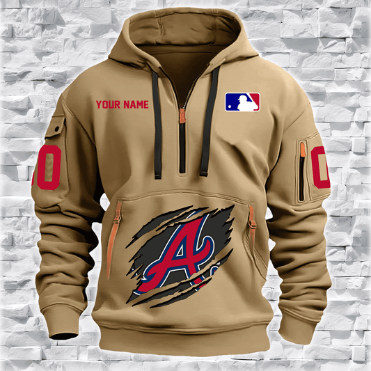 Atlanta Braves New Personalized Quarter Zip Hoodie Limited Edition AZBTQZH000048