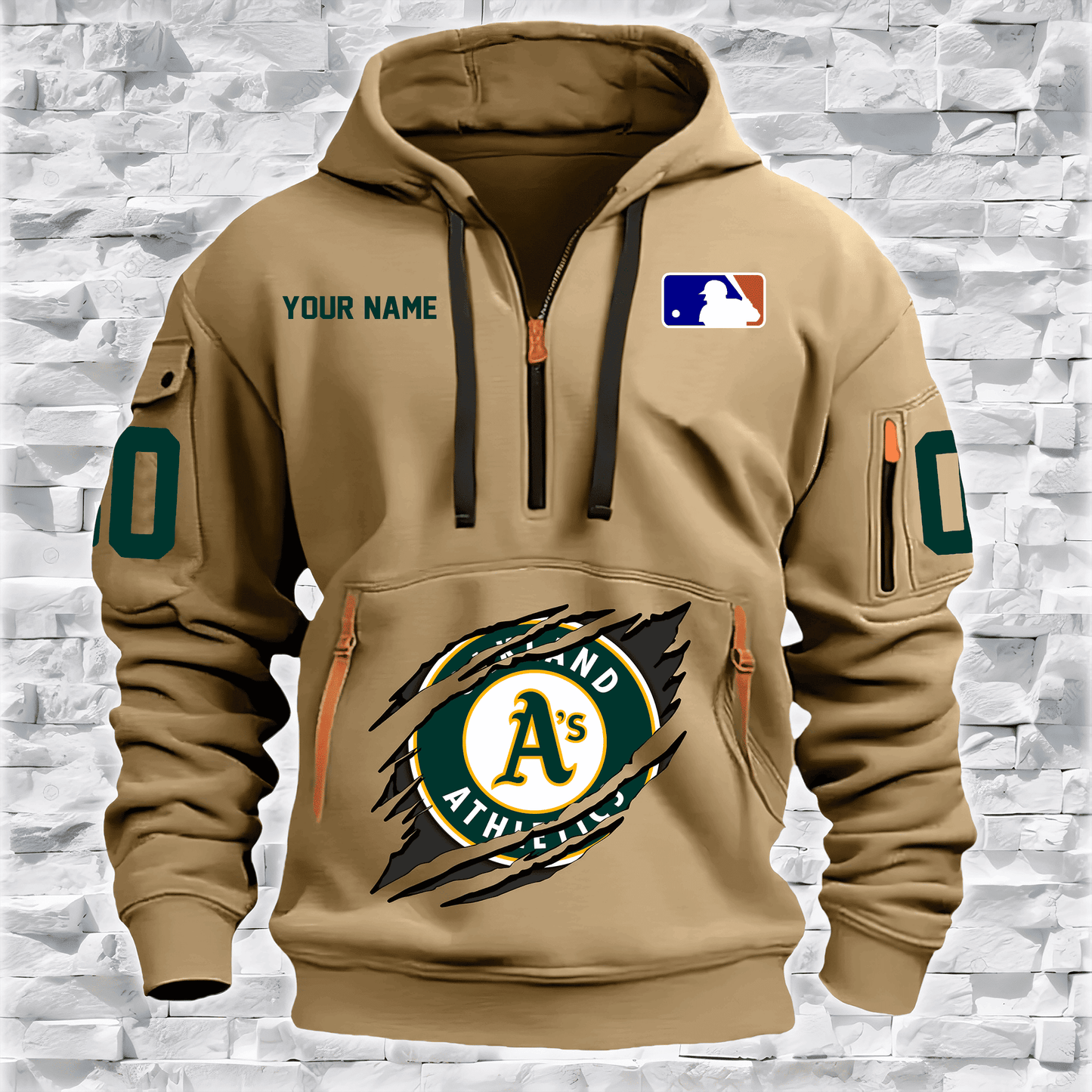 Oakland Athletics New Personalized Quarter Zip Hoodie Limited Edition AZBTQZH000049