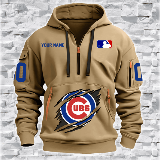 Chicago Cubs New Personalized Quarter Zip Hoodie Limited Edition AZBTQZH000052