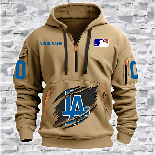 Los Angeles Dodgers New Personalized Quarter Zip Hoodie Limited Edition AZBTQZH000057