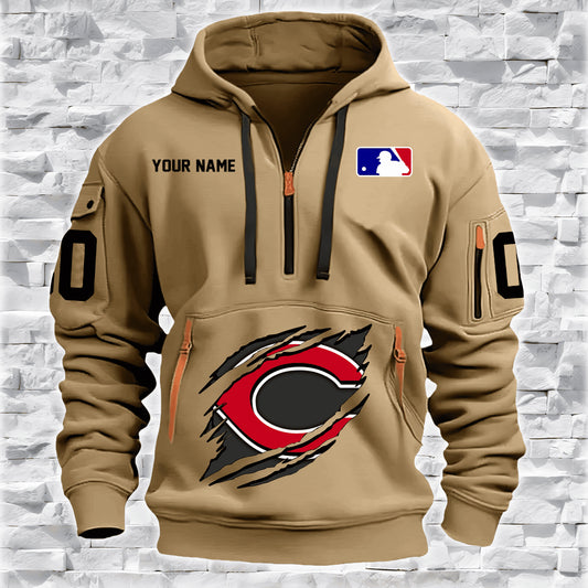 Cincinnati Reds New Personalized Quarter Zip Hoodie Limited Edition AZBTQZH000056