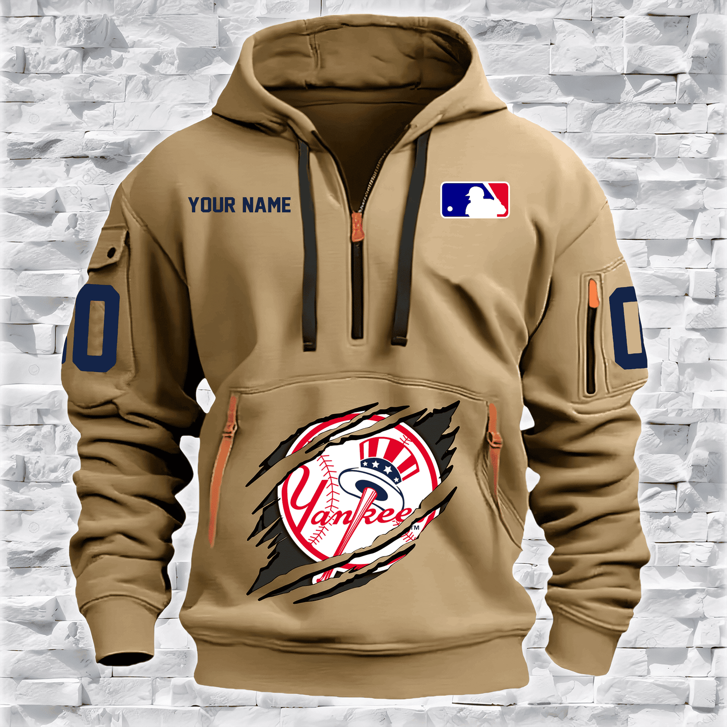 New York Yankees New Personalized Quarter Zip Hoodie Limited Edition AZBTQZH000060