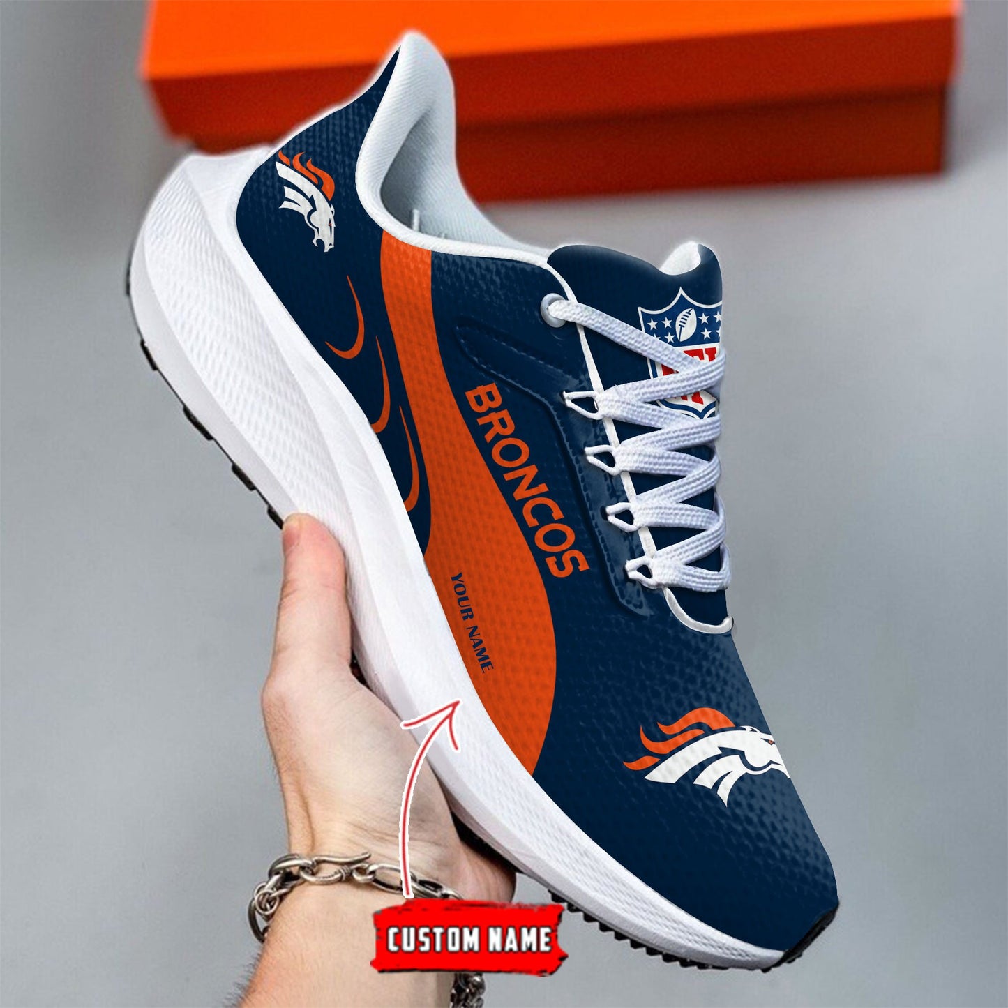 Denver Broncos Lightweight Patch Decor Running Shoes NA12
