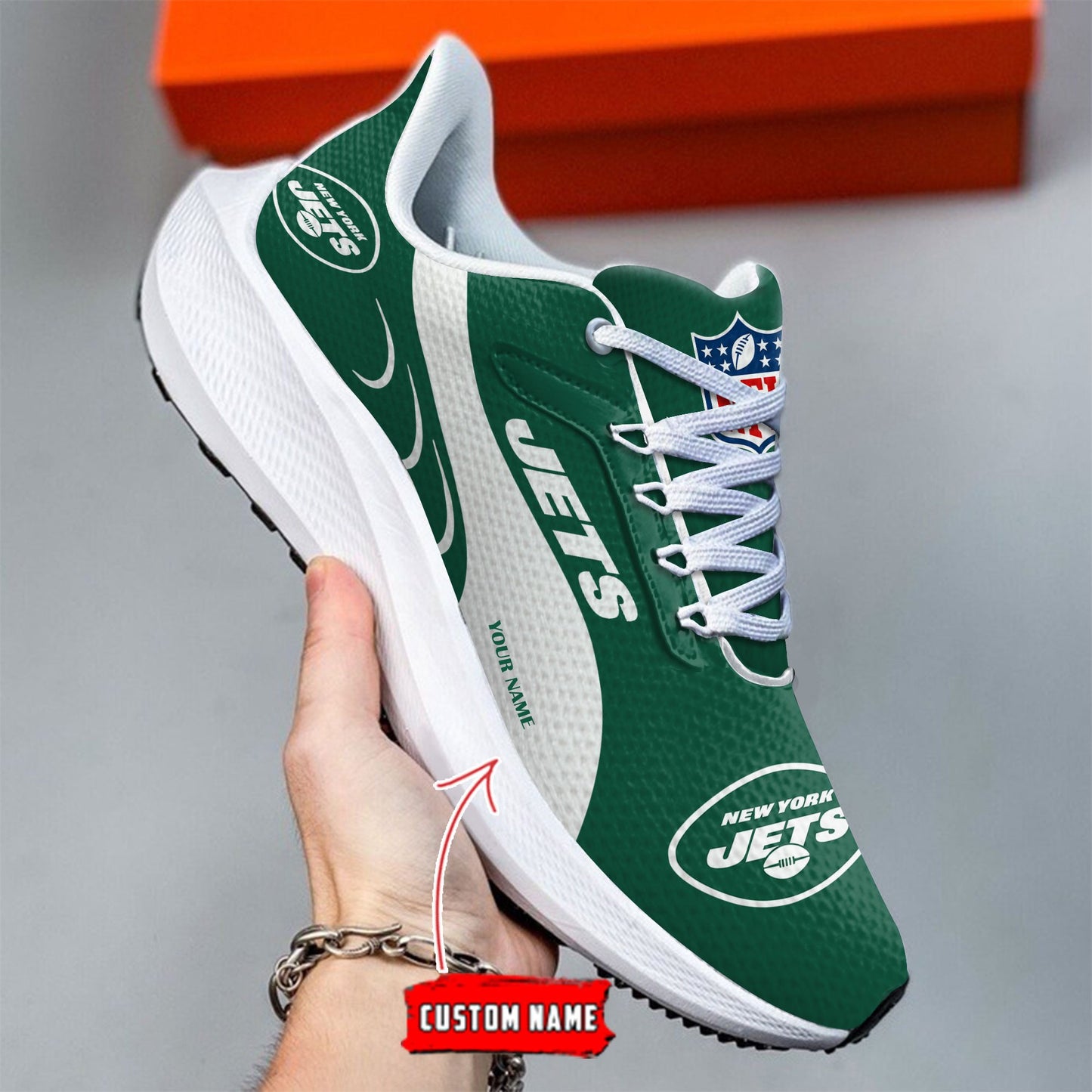 New York Jets Lightweight Patch Decor Running Shoes NA14