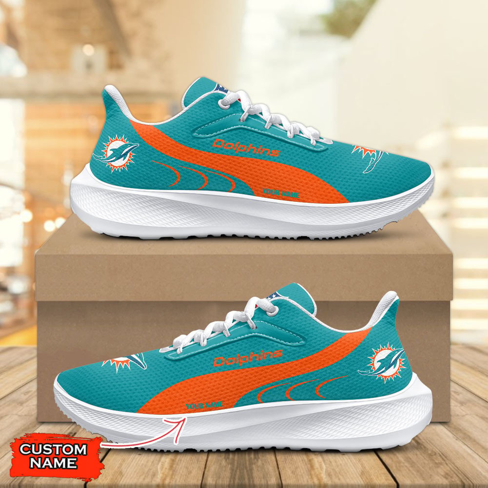 Miami Dolphins Lightweight Patch Decor Running Shoes NA16