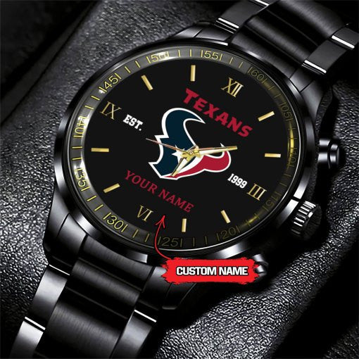 Houston Texans Black Fashion Watch Gifts For Sport Fans AZWATCH53