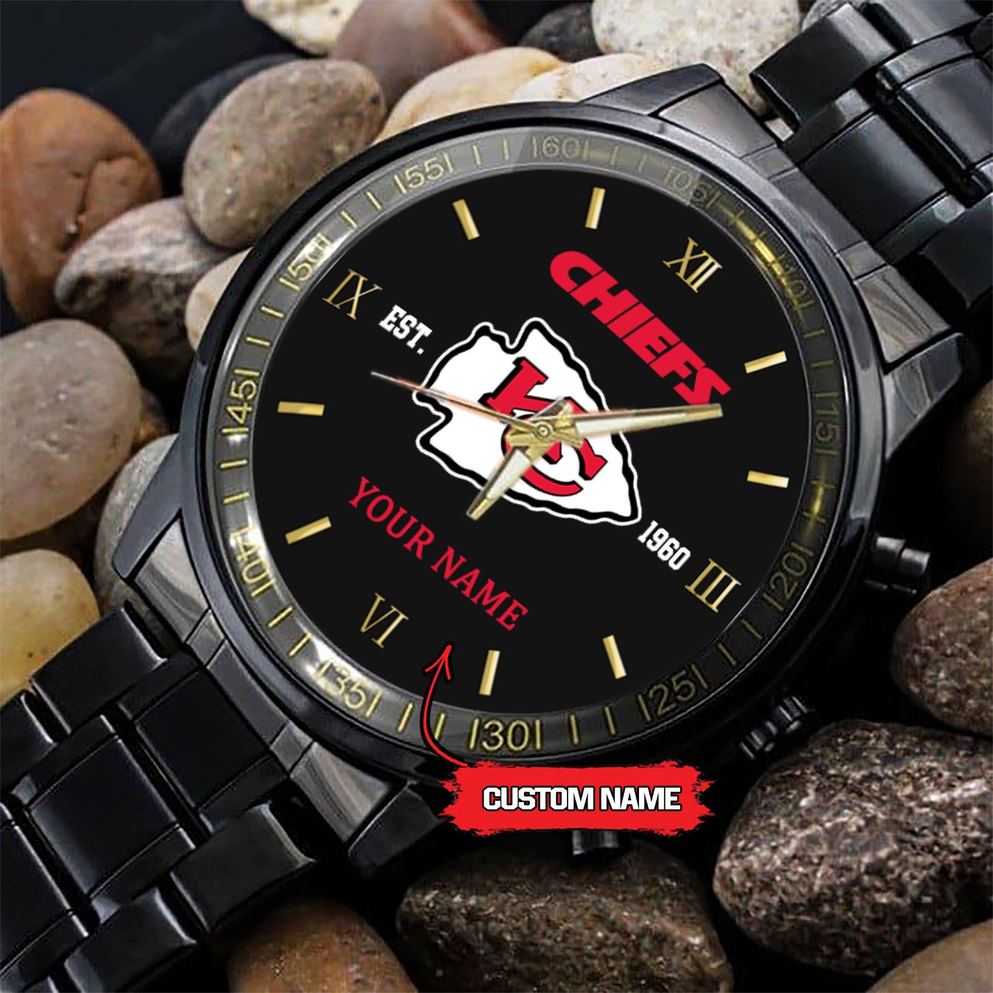Kansas City Chiefs Black Fashion Watch Gifts For Sport Fans AZWATCH114