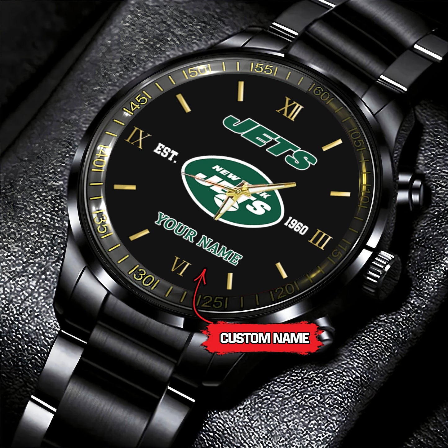 New York Jets Black Fashion Watch Gifts For Sport Fans AZWATCH52