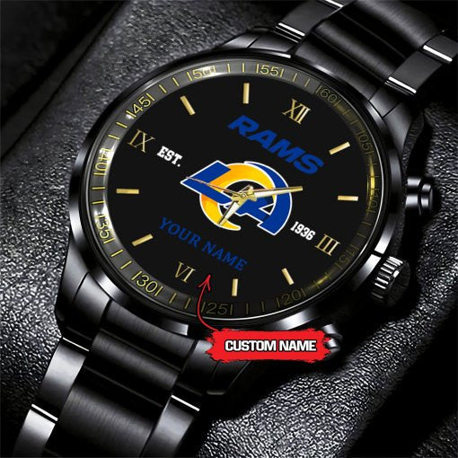 Los Angeles Rams Black Fashion Watch Gifts For Sport Fans AZWATCH119