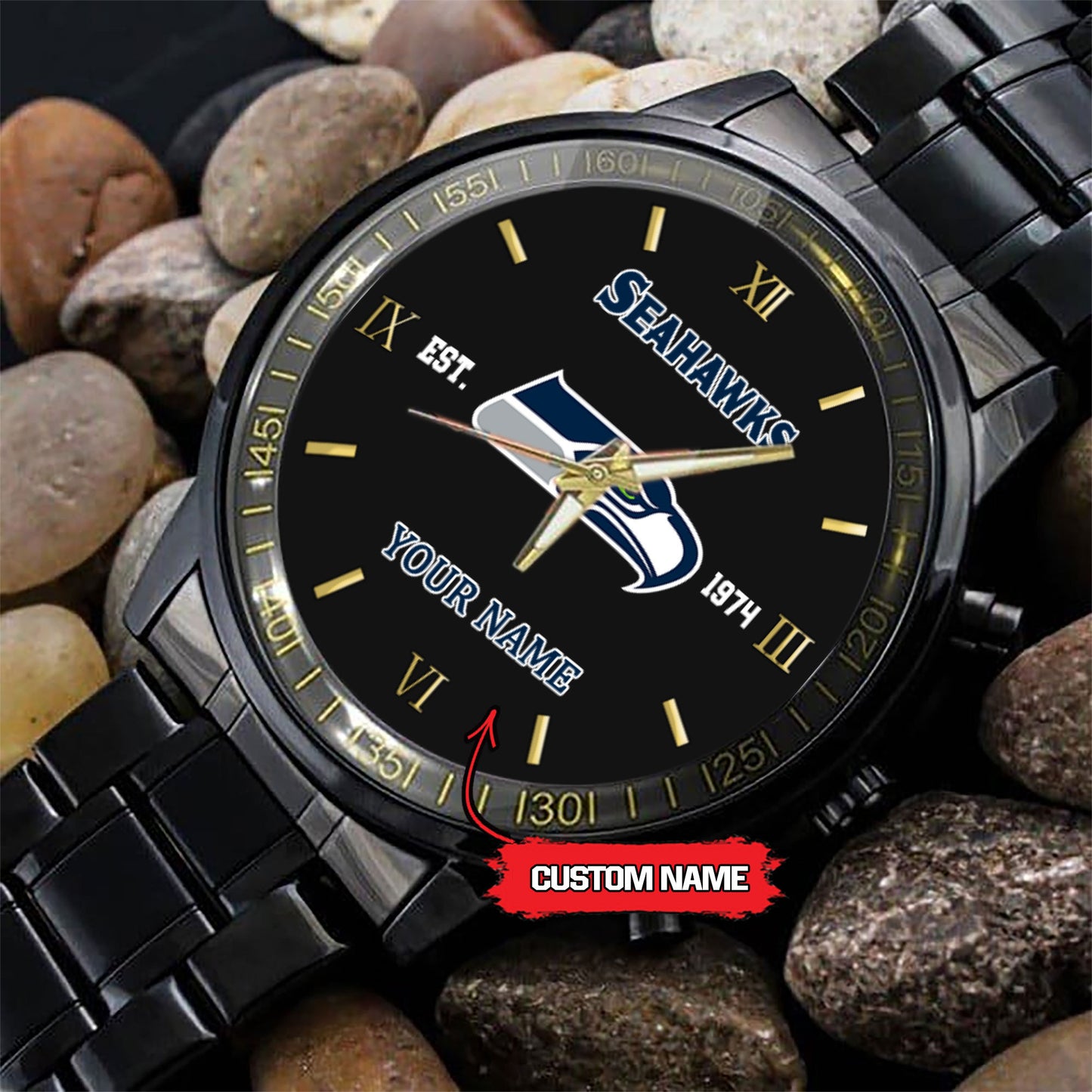 Seattle seahawks Black Fashion Watch Gifts For Sport Fans AZWATCH115