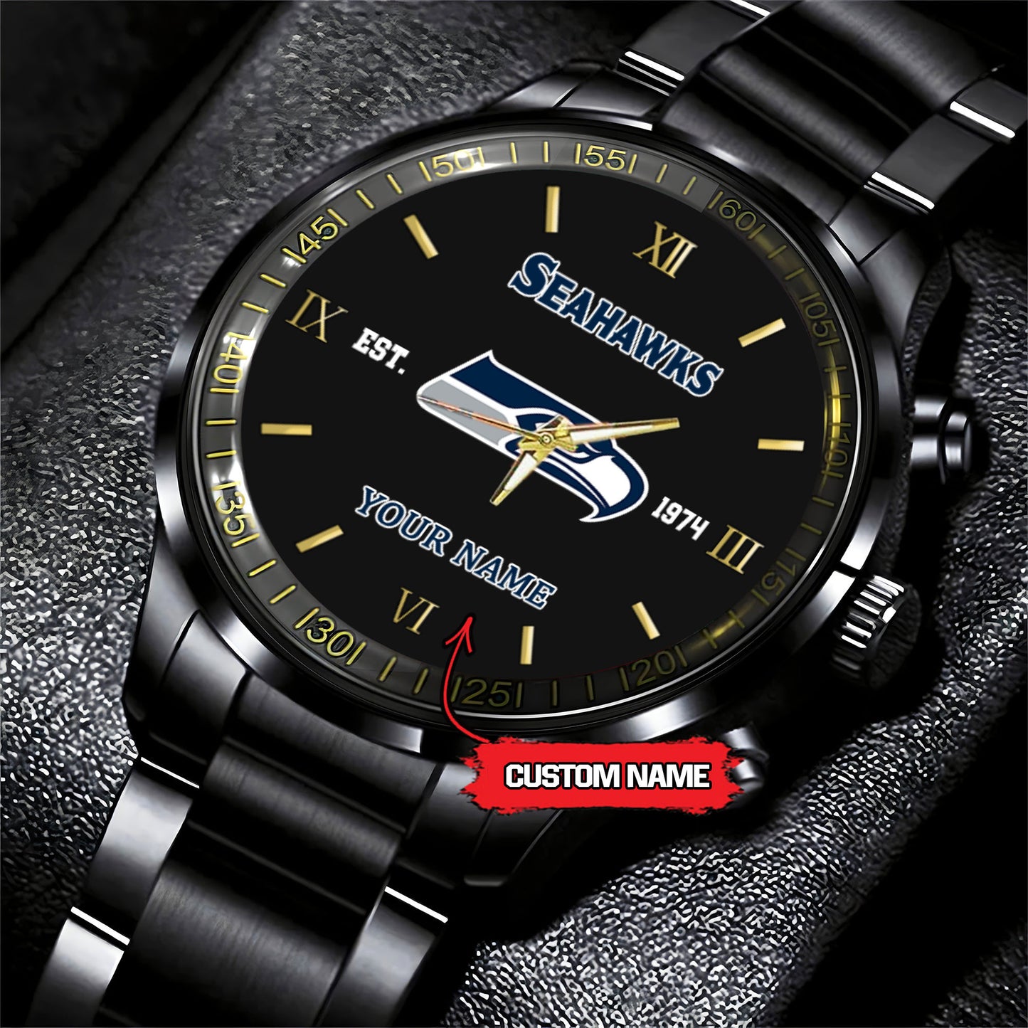 Seattle seahawks Black Fashion Watch Gifts For Sport Fans AZWATCH115