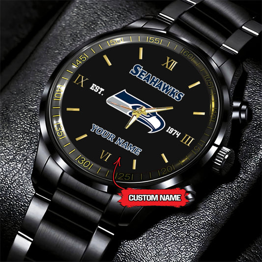 Seattle seahawks Black Fashion Watch Gifts For Sport Fans AZWATCH115