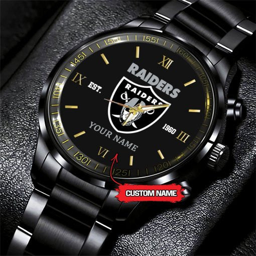 Las Vegas Raiders Black Fashion Watch Gifts For Sport Fans AZWATCH51