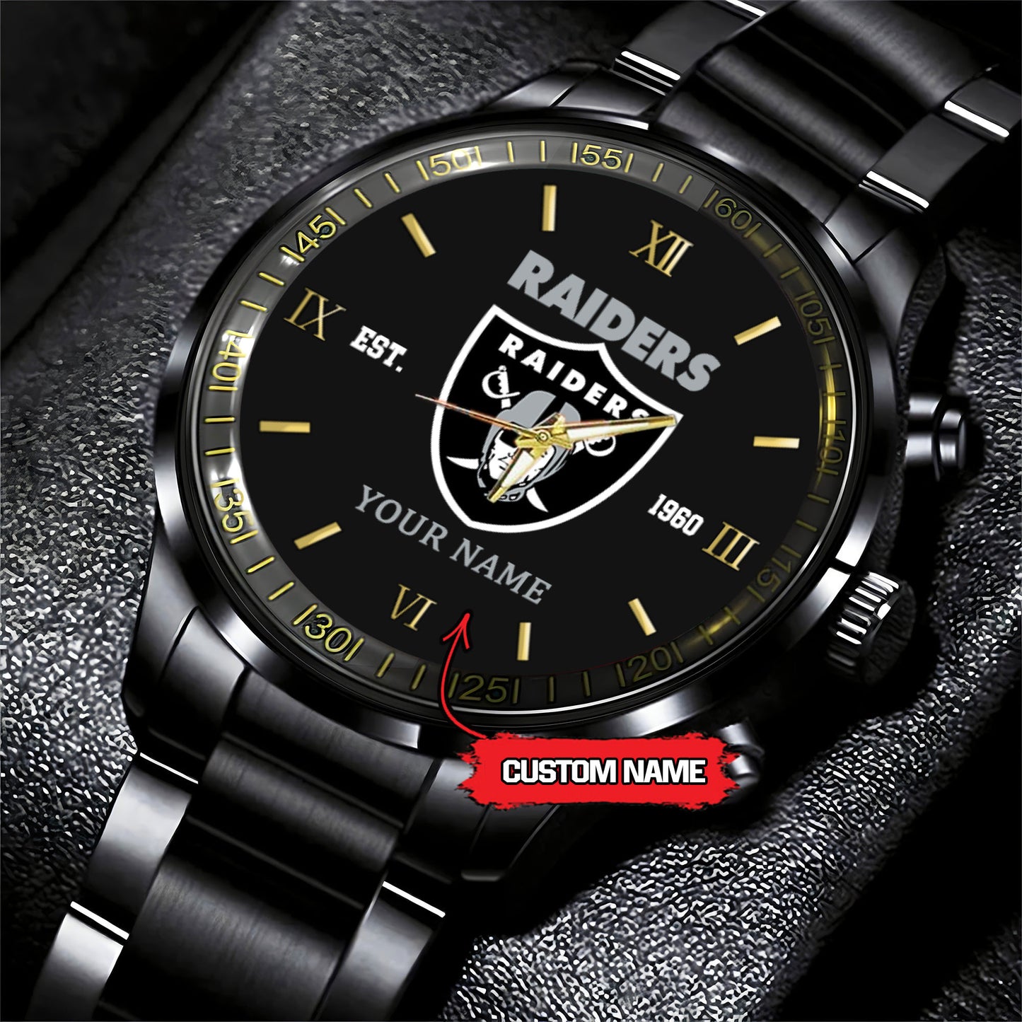 Las Vegas Raiders Black Fashion Watch Gifts For Sport Fans AZWATCH51