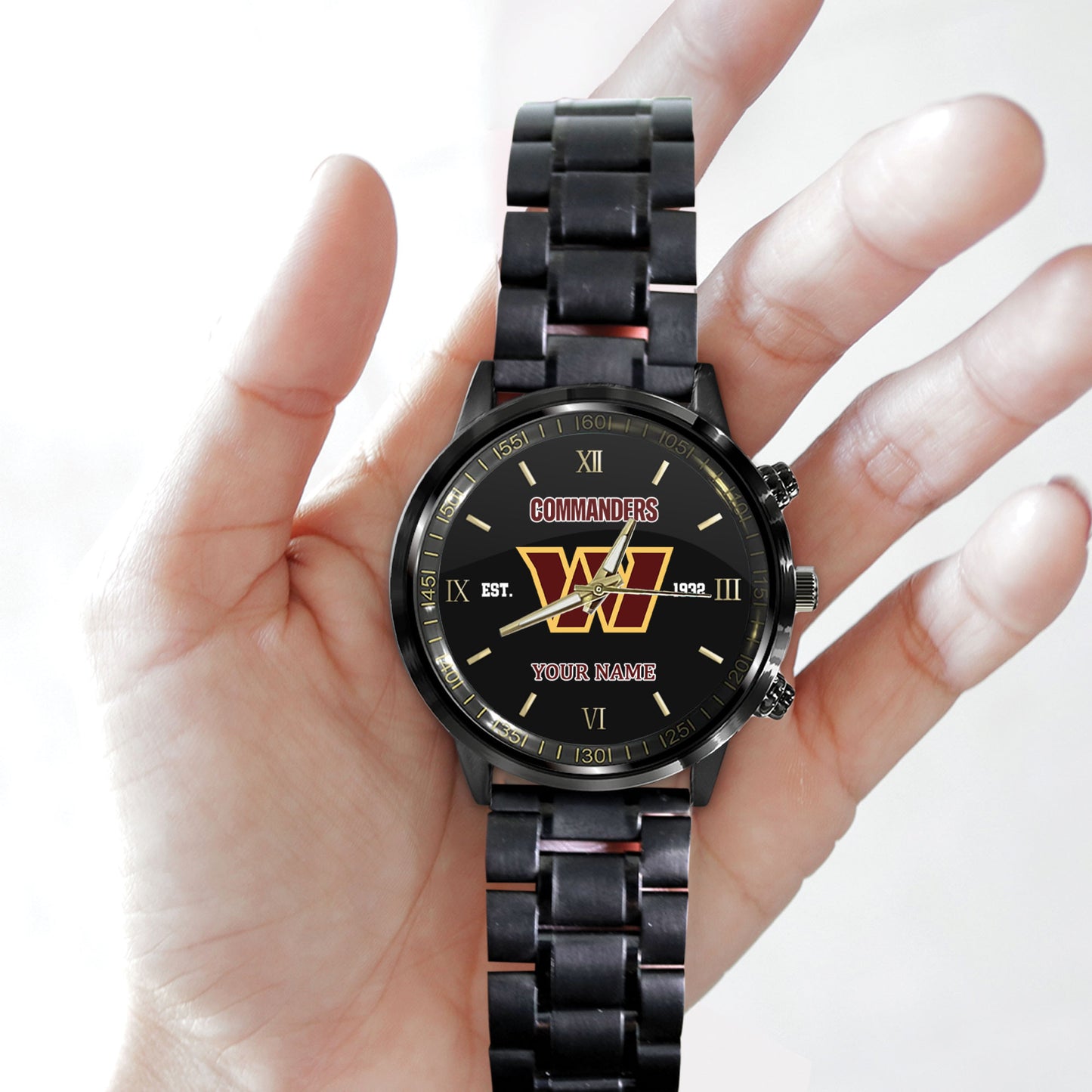 Washington Commanders Black Fashion Watch Gifts For Sport Fans AZWATCH104