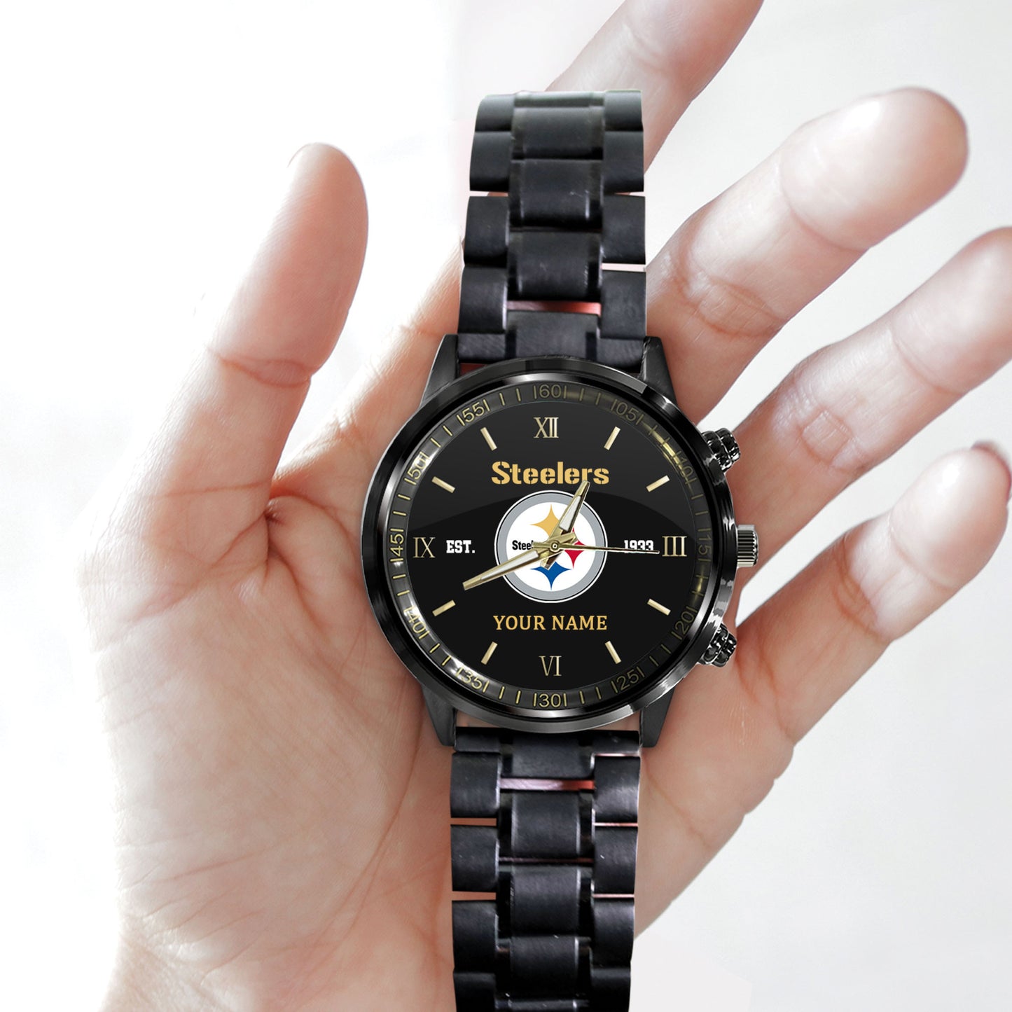 Pittsburgh Steelers Black Fashion Watch Gifts For Sport Fans AZWATCH102