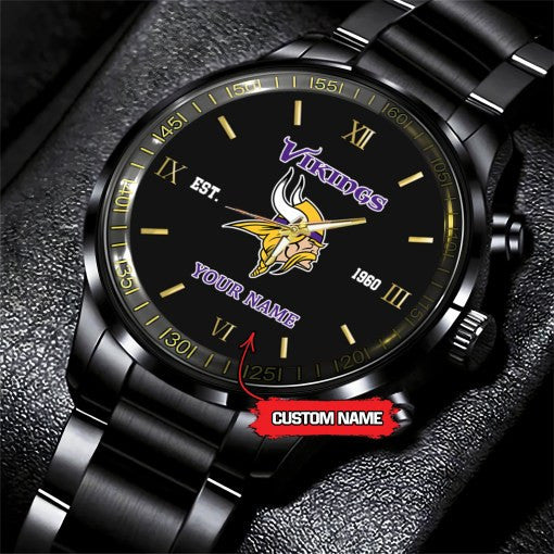 Minnesota Vikings Black Fashion Watch Gifts For Sport Fans AZWATCH110