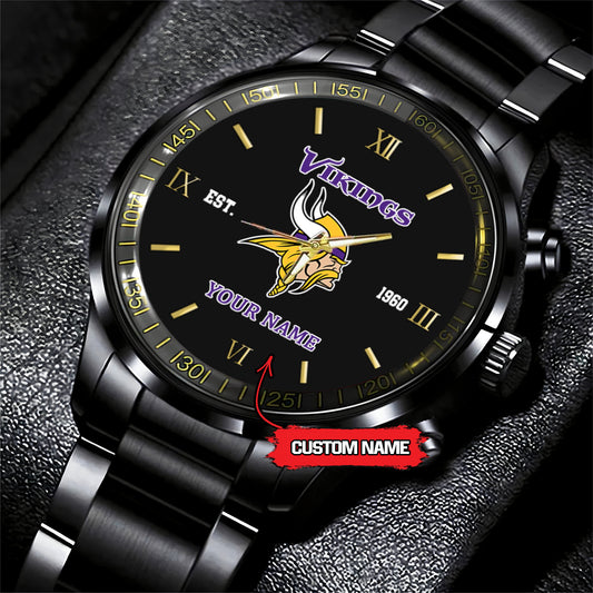 Minnesota Vikings Black Fashion Watch Gifts For Sport Fans AZWATCH110