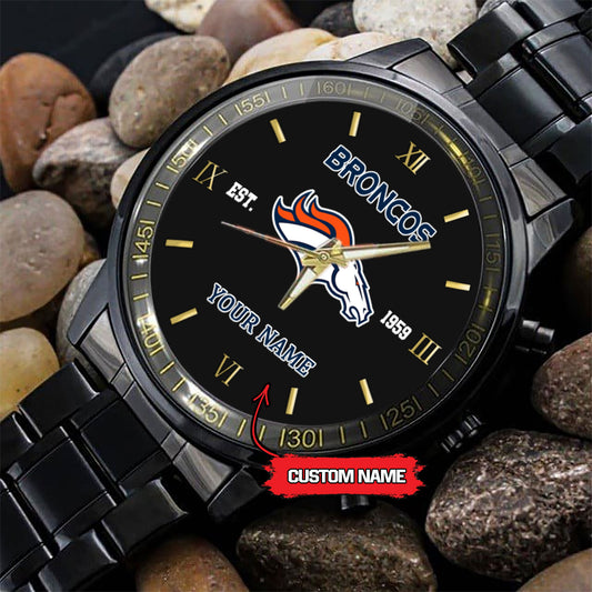 Denver Broncos Black Fashion Watch Gifts For Sport Fans AZWATCH112