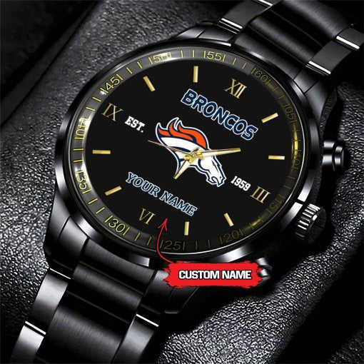 Denver Broncos Black Fashion Watch Gifts For Sport Fans AZWATCH112